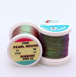Люрекс HENDS Pearl Round Ribbing Tinsel 11 Yds цв.olivebrown dk. pearl PRR-32(Чехия)
