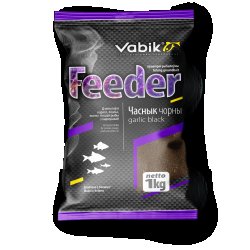 Прикормка VABIK Feeder чеснок черная 1кг(Беларусь)